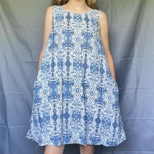 Rachel Zoe 100% Linen Large Blue And White Dress